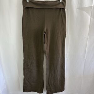 Athleta Women's Wide Leg Pant Pull-On Rollover Waistband Taupe Athleisure Small